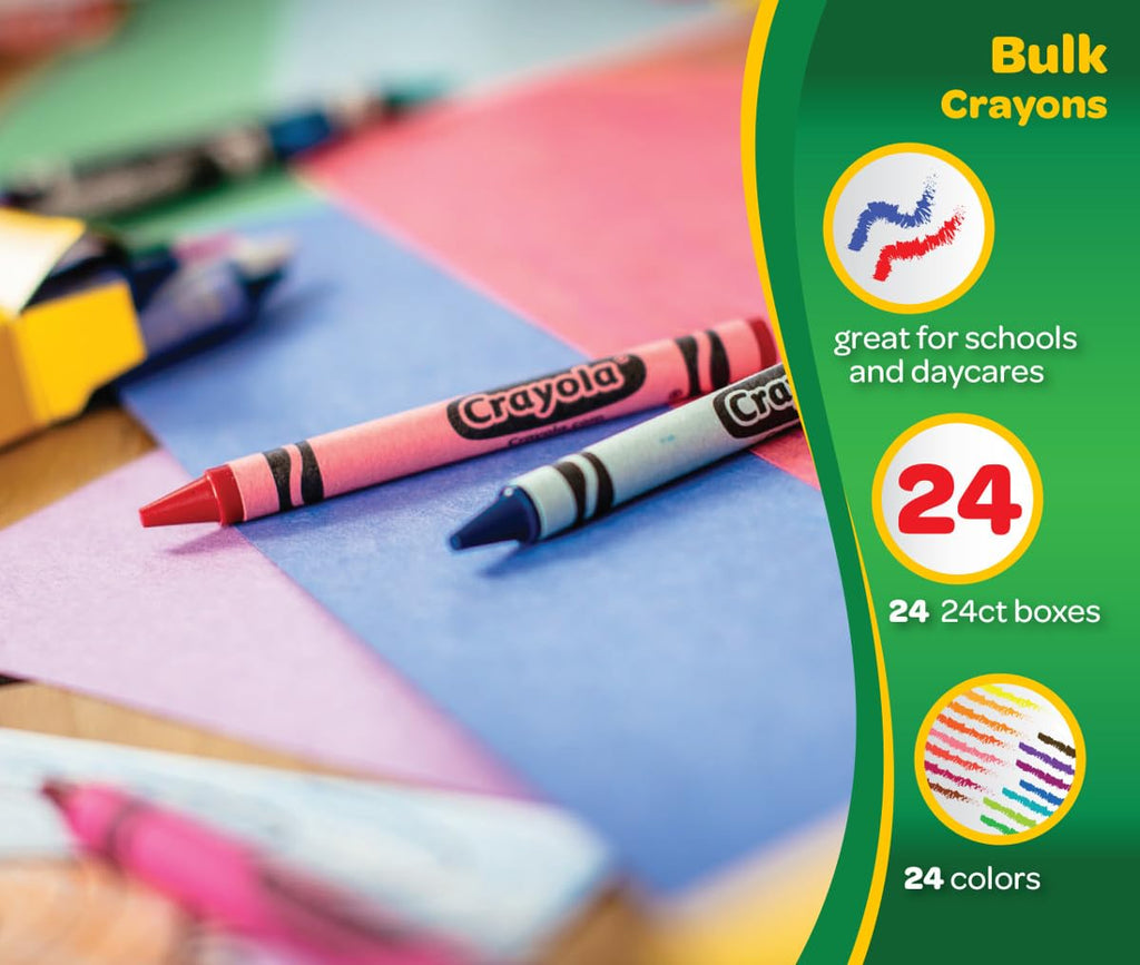 Crayola Crayons Bulk (24 Packs), Teacher Classroom Must Haves & Essentials, School Supplies for Kids, Gifts, Ages 3+