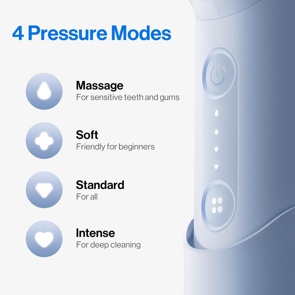 usmile C10 Portable Water Flosser – Travel-Friendly, 95-Day Battery, 4 Modes, 360° Nozzle, 180ml Tank, IPX7 Waterproof, Dentist-Recommended for Braces, Implants & Sensitive Gums (Blue)