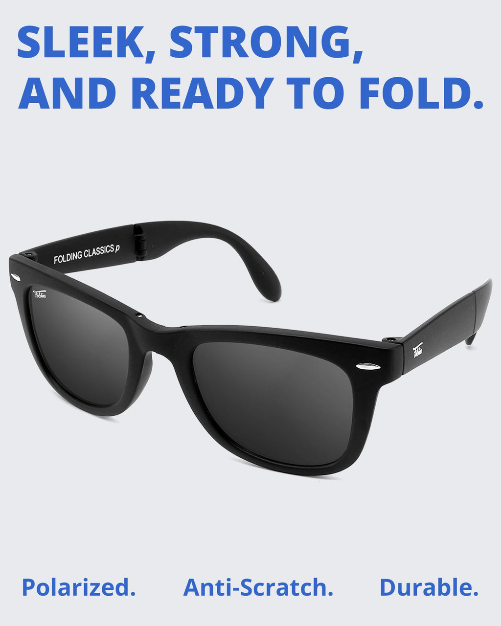 Foldies Classic Folding Sunglasses Polarized, UV400, UVA, UVB Protection for Men Women, Folding Sunglasses Leather Case
