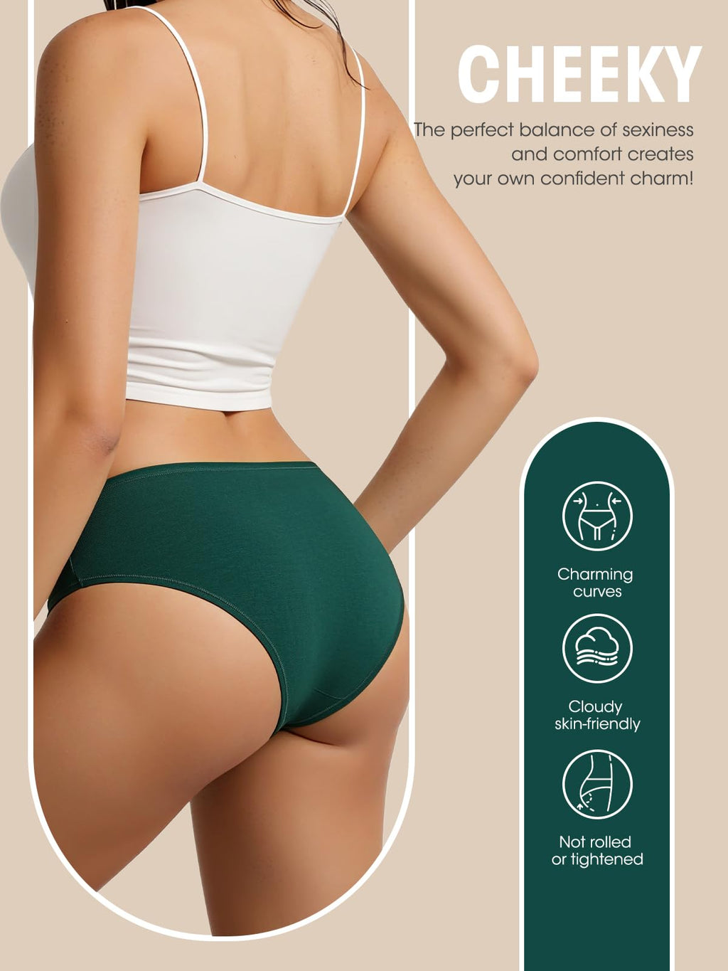 DHFBABY Womens Underwear Cotton Panties Soft Low Waist Hispter Breathable Stretch Ladies Bikini Underwear 6 Pack