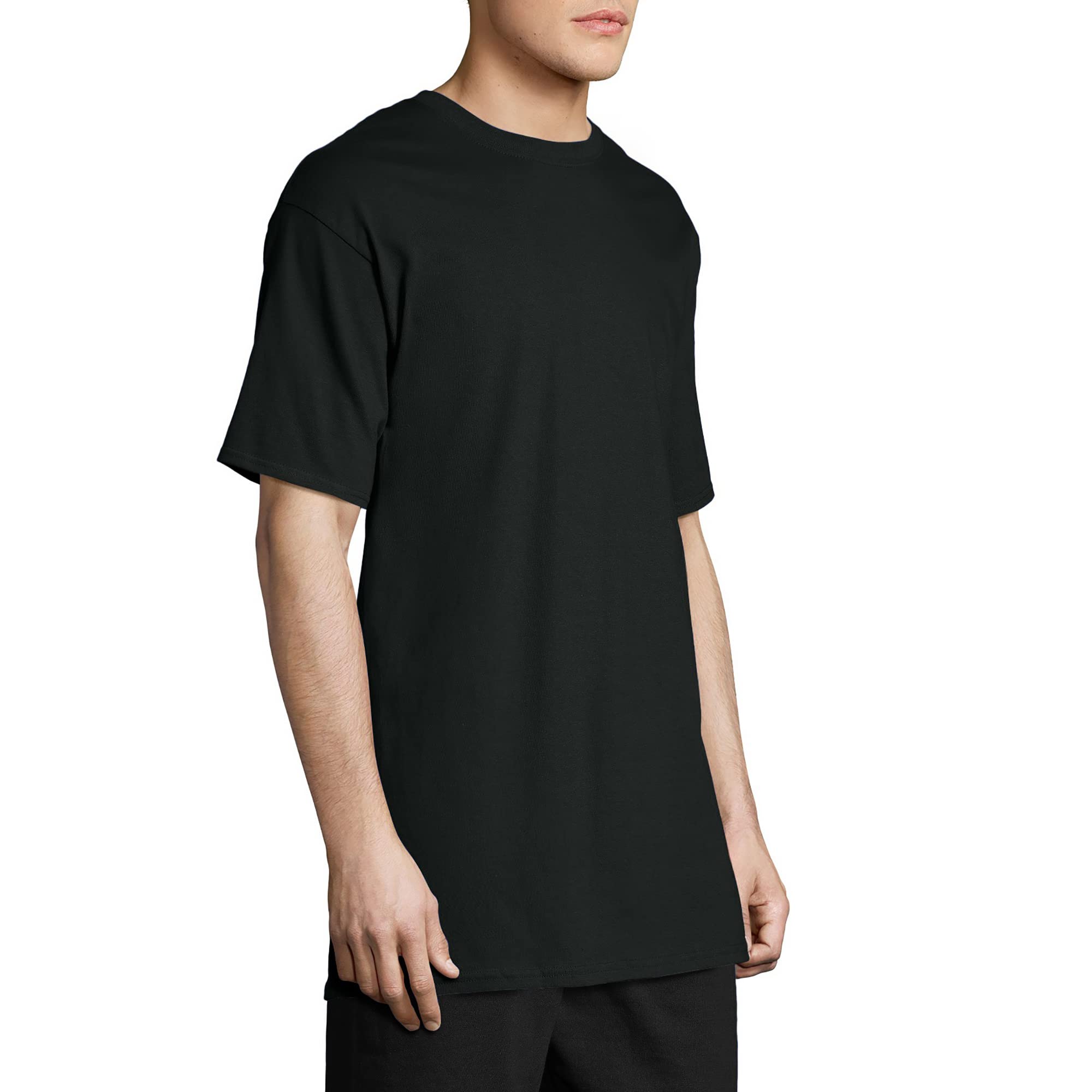 Hanes Size Men's Beefy Short Sleeve Tee Value Pack (2-Pack), Black, 4X-Large/Tall