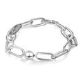 Annmors 925 Sterling Silver Intertwined Link Bracelet Plain Chain Compatible with Women's Bangle Charm & Pendants