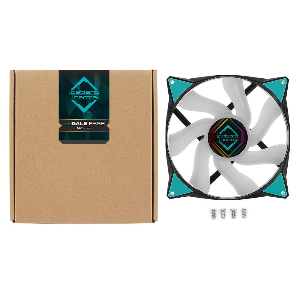 Iceberg Thermal IceGALE Addressable RGB 140mm PWM Dual Ball Bearing ARGB Case Fan (Black)