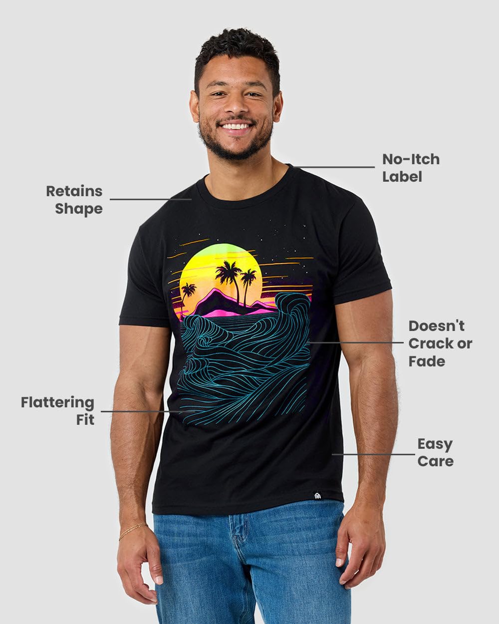 INTO THE AM Tranquil Ascent T-Shirt - Cool Space Design Tees for Men (Cream, 2X-Large)