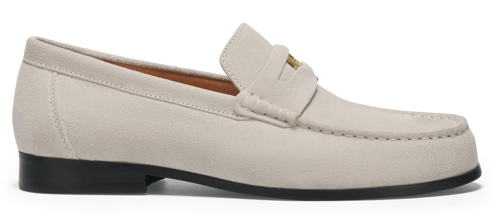 Journey West Suede Slip-on Penny Loafers Shoes for Men Beige US 9