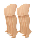 No nonsense Women's Sheer Knee High, Nylons for Women with Comfort Top, Nylon Trouser Stockings, Nude, 10 Pair Pack, Regular
