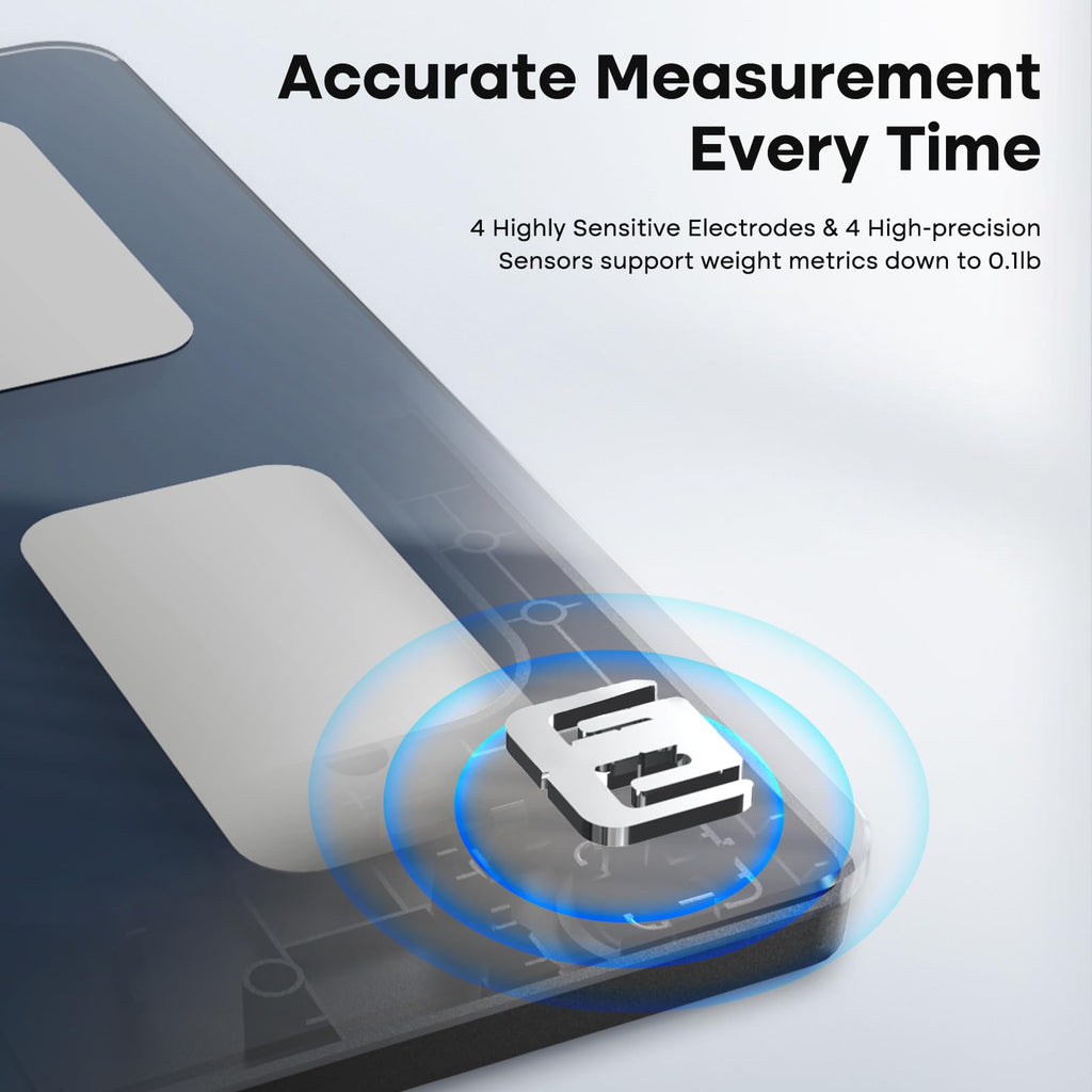 GE Smart Scale for Body Weight, BMI, Fat, Muscle Mass, Digital Bathroom Scales 500lbs Bluetooth 11.8" Large Platform Weighing Machine Health Monitor with App, Dark Blue