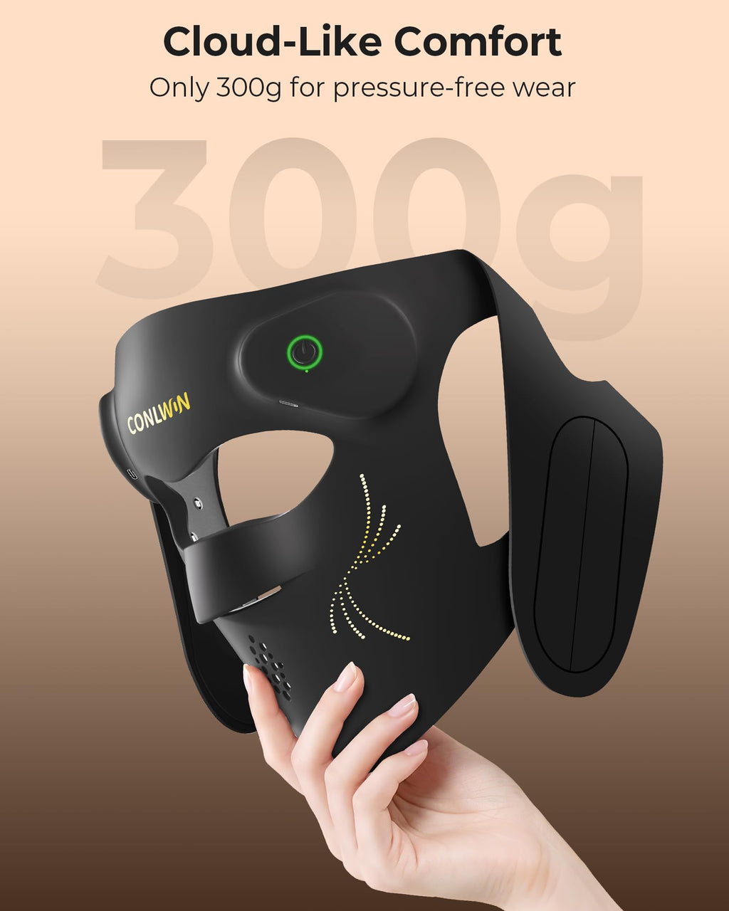 CONLWIN 4D Cordless Red Light Therapy Mask for Face, 9 Modes with 850nm NIR