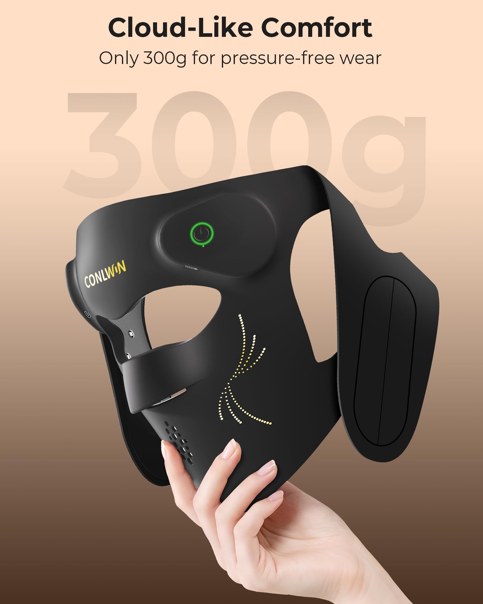 CONLWIN 4D Cordless Red Light Therapy Mask for Face, 9 Modes with 850nm NIR