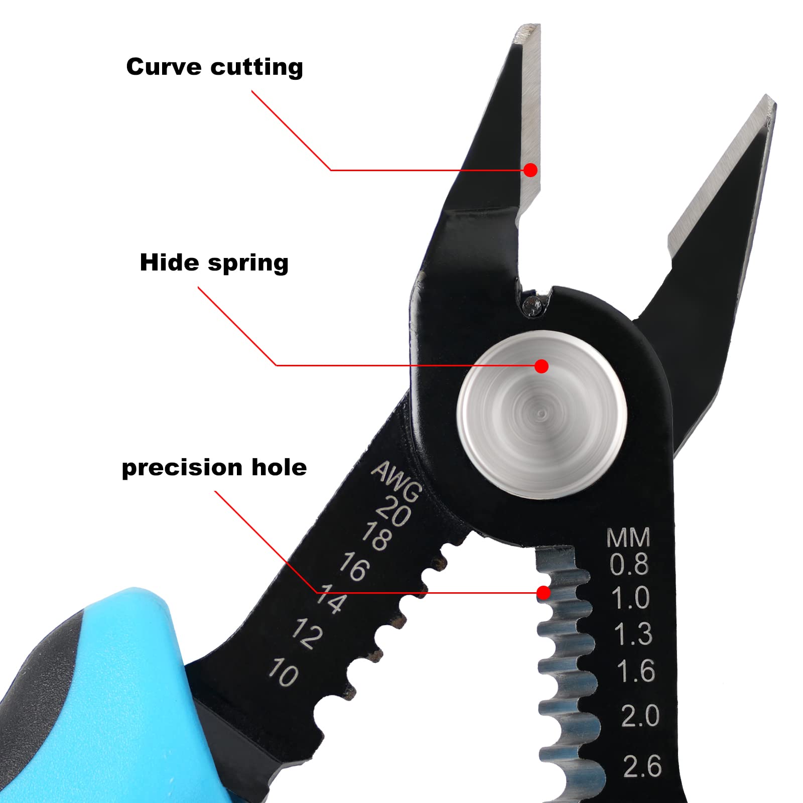 WGGE Wire Cutters Precision Flush Pliers with Supplementary Stripping, Cutting Pliers, Handy and Slim Diagonal Cutters, Ultra Sharp Wire Cutter, 10-20AWG wire stripper (6 inch)