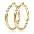 4mm Thick Gold Chunky Earrings Steling Silver Post Hoops Earrings For Women Hollow Tube Hoops Earrings Thick Golden Hoop Earrings Hypoallergenic Lightweight Gold Hoop Large Earrings 20/30/40/50/60MM