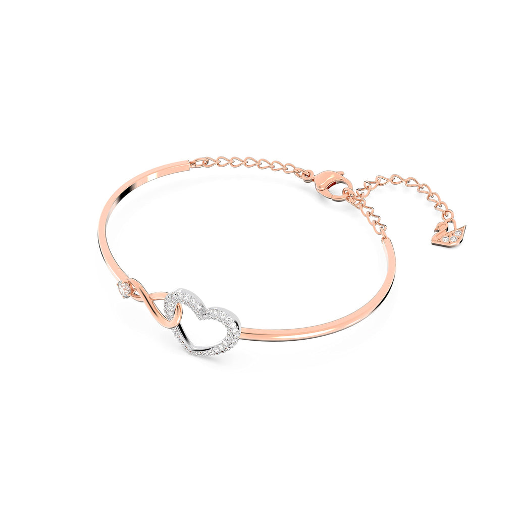Swarovski Hyperbola Women's Bangle Bracelet with a Rose-Gold Tone Plated Bangle, Clear Crystals and Lobster Clasp
