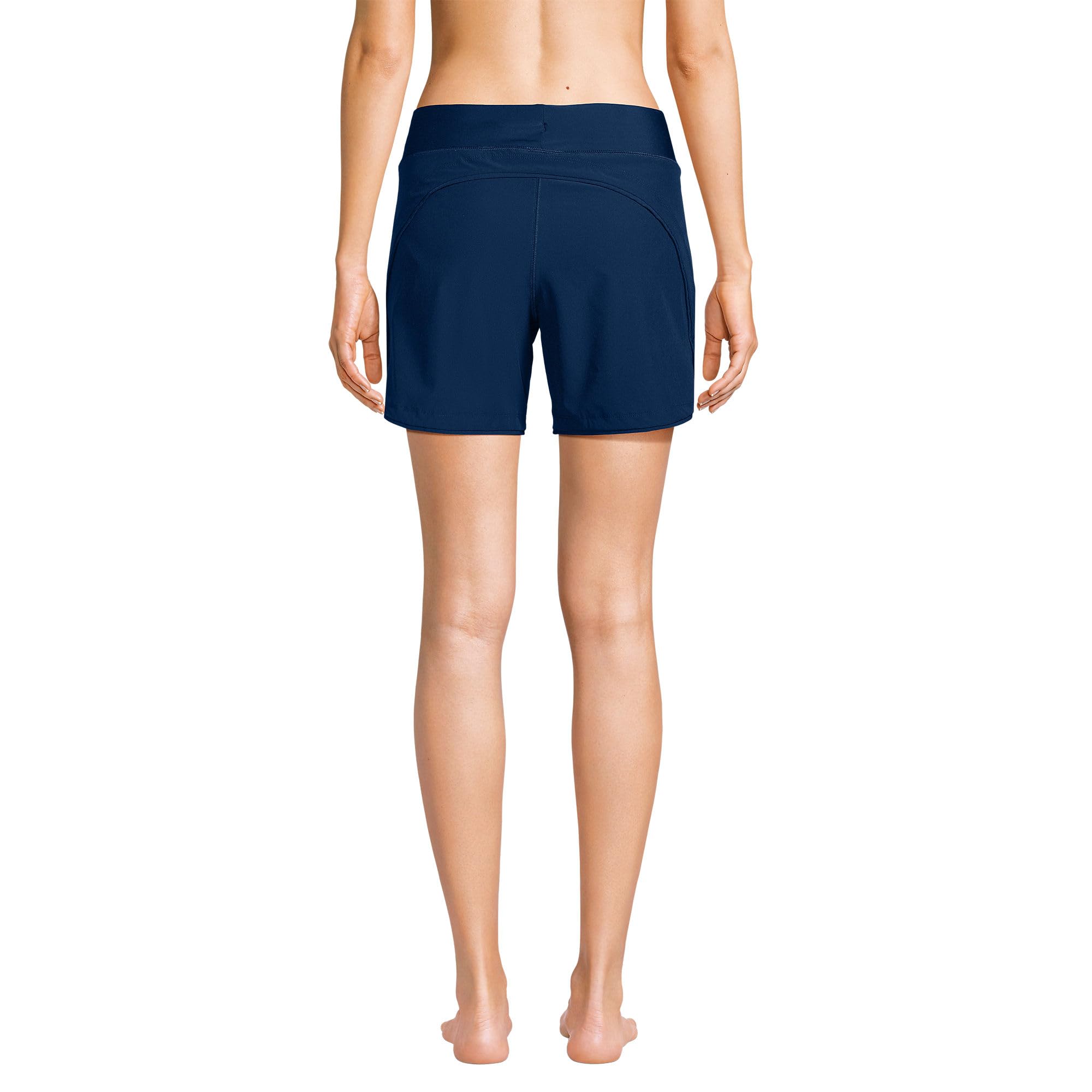 Lands' End Womens Sunshade UPF 50 5 Inch Board Shorts with Panty Deep Sea Navy Petite 0