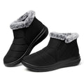 SHIBEVER Winter Waterproof Boots for Women: Snow Women Ankle Black Fur Lined Shoes Size 8 Slip On Warm Insulated Boot