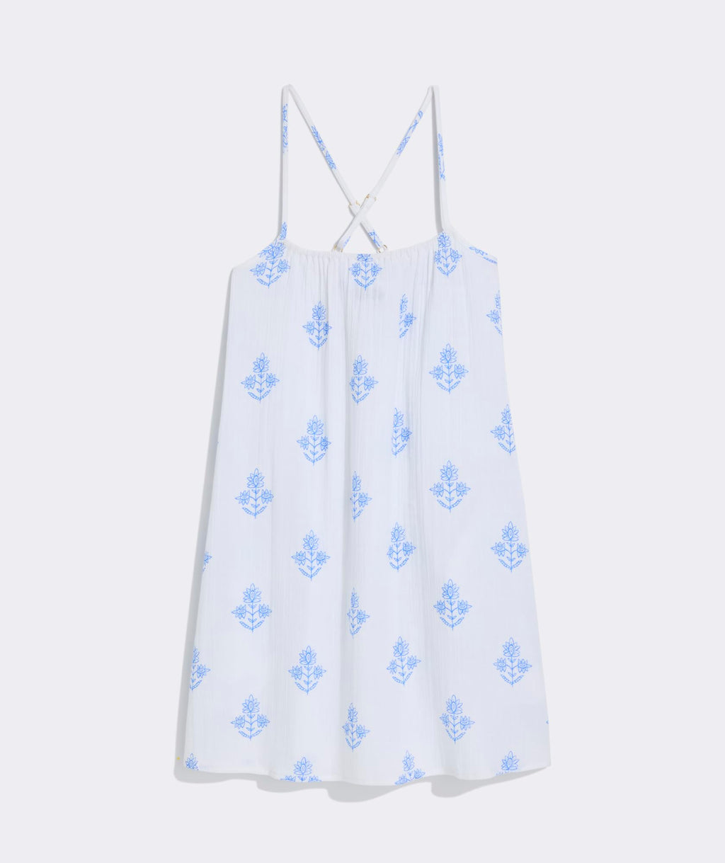 vineyard vines Marnie Gauze Mini Cover-Up Dress, White Cap Print, XS