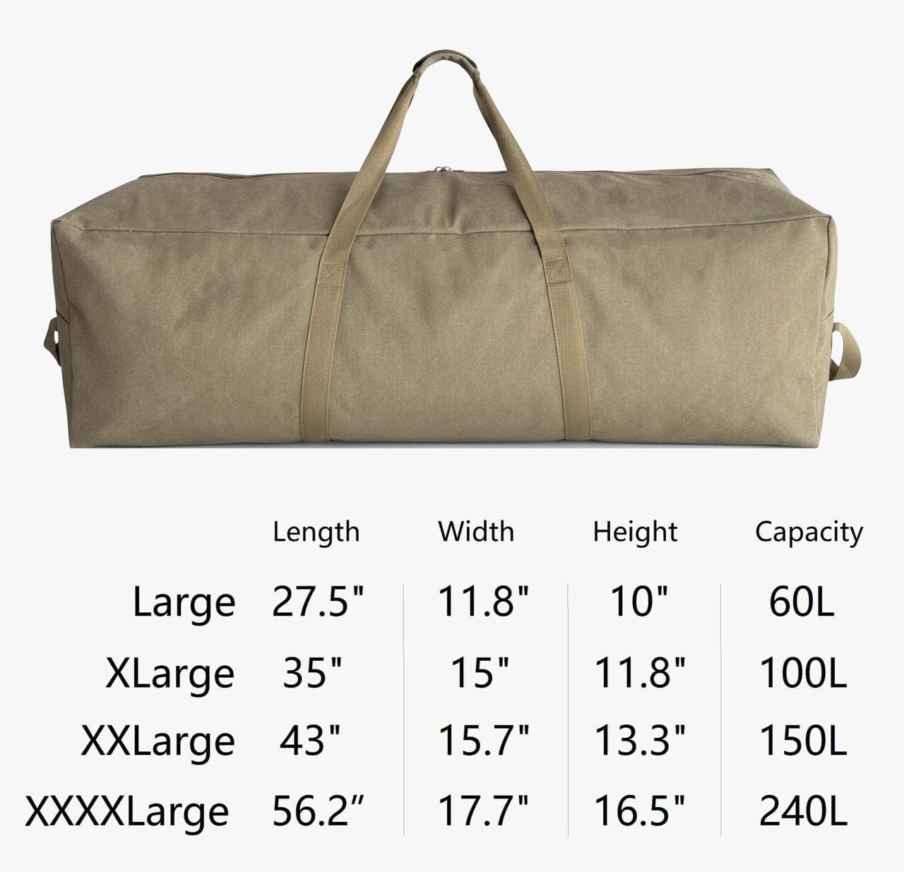 DoYiKe Extra Large Canvas Travel Duffle Bag Heavy Duty, Sports Travel Military Camping Tent Storage