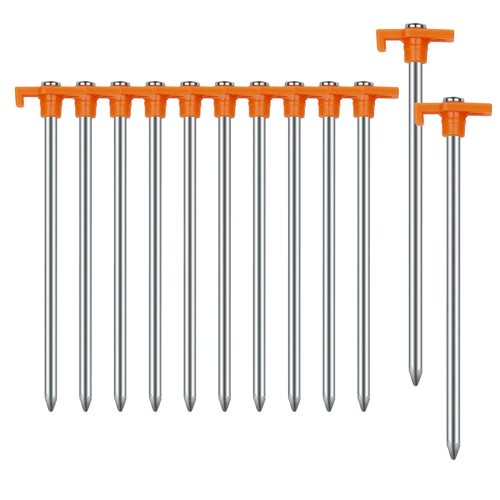 Tent Stakes Camping Stakes,AVOFOREST 7.1inch Non-Rust Metal Tent Pegs Ground Stakes Tent Spikes Camping,Garden,Hiking Orange (Orange 12pcs, 7.1IN)