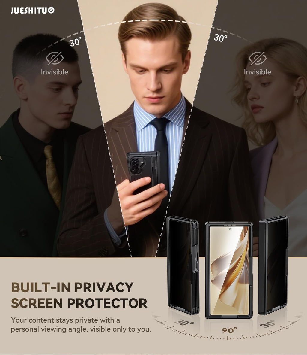 JUESHITUO for Z Fold 8 Ultra Case with Privacy Screen Protector, Black