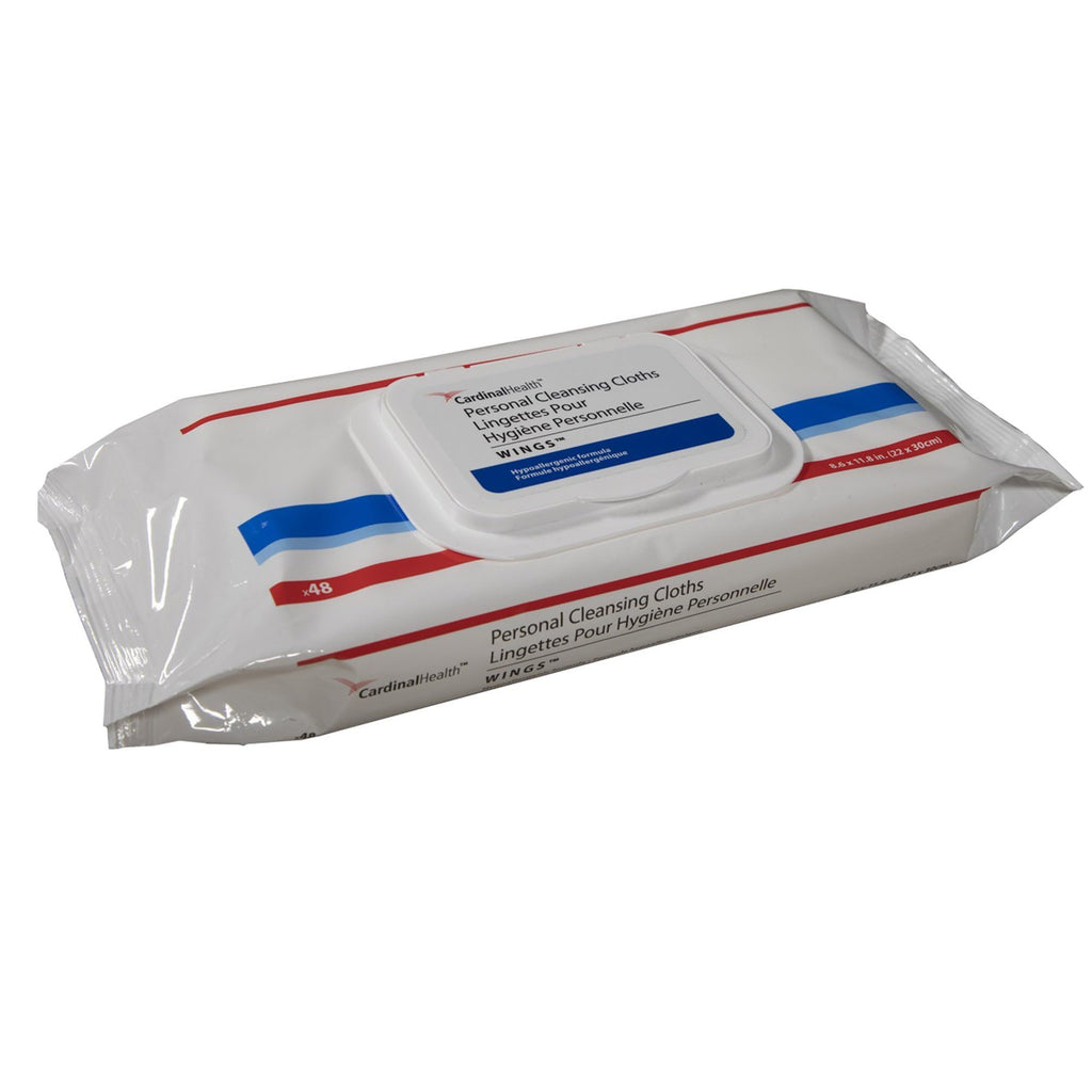 Cardinal Health Wings Personal Cleansing Wipe 8.6 X 11.8 Inch 5199S, 1 Pack 48 Wipes