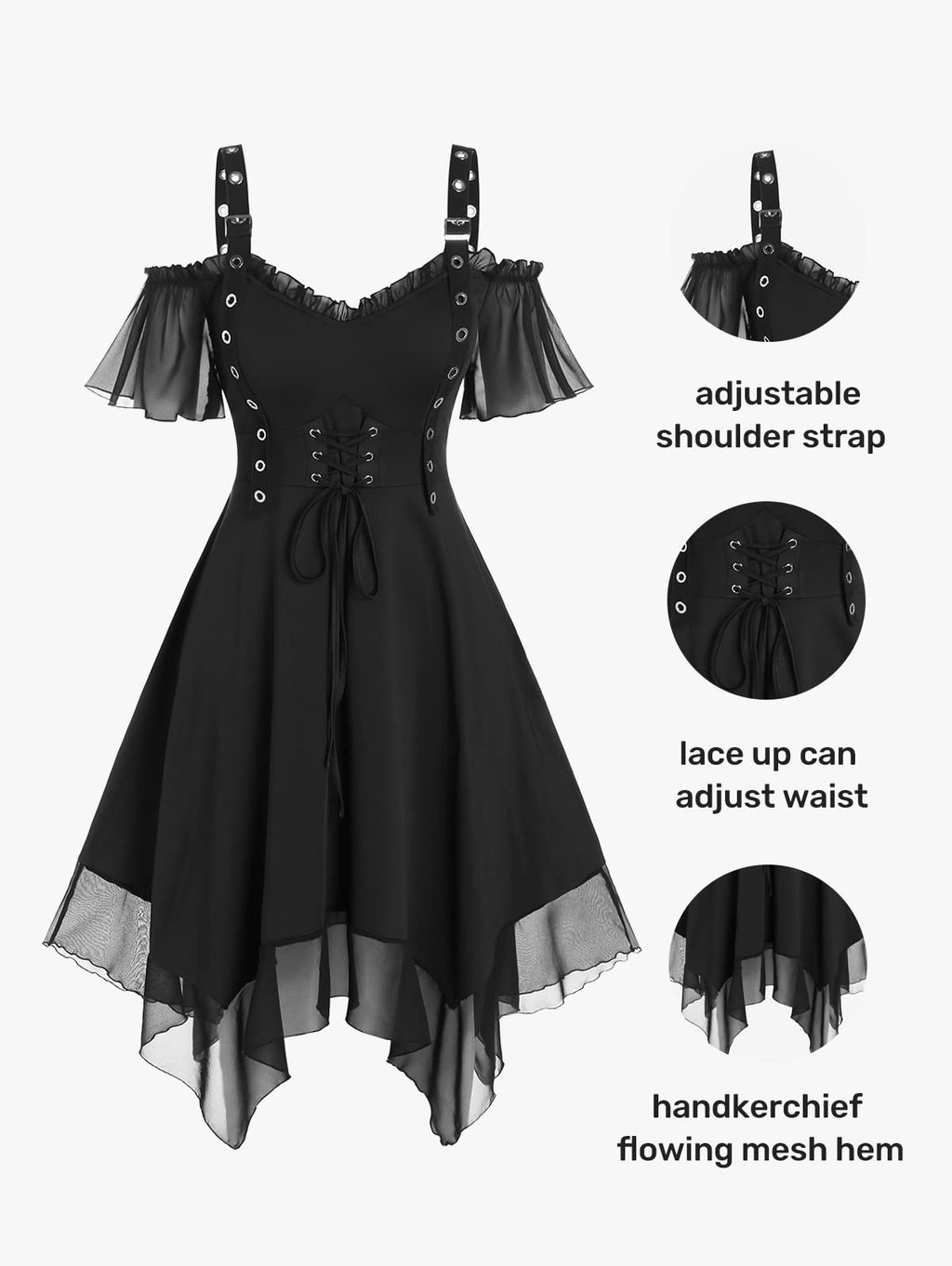 ROSE GAL Womens Plus Size Dresses Sleeveless Wrap V-Neck Gothic Vintage 50S Spaghtti Strap Swing Cocktail Rockabilly Weeding Party Maxi Dress