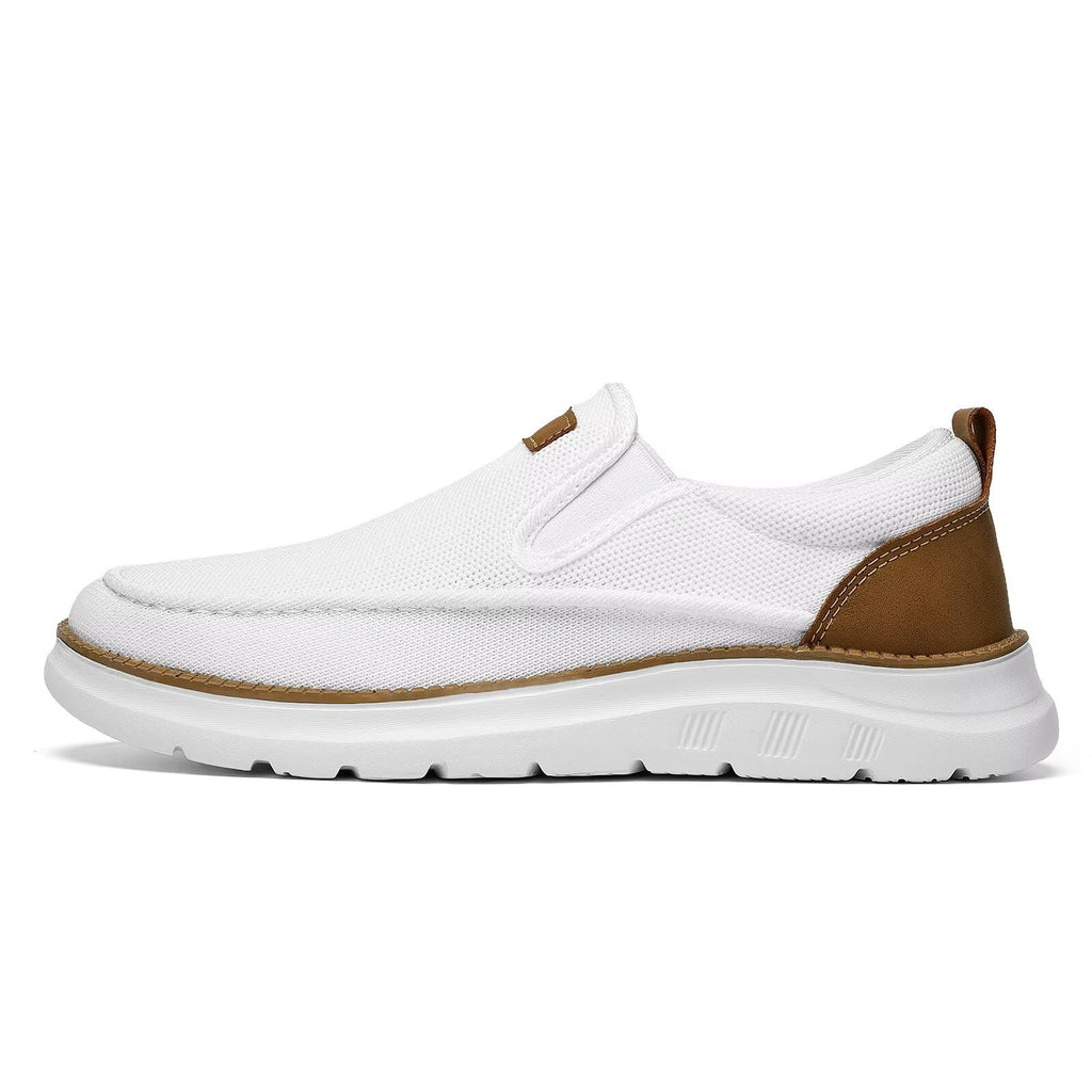 Mens Casual Slip in Shoes Boat Slip On Loafers Fashion Walking Dress Sneakers Work Lightweight Mesh Oxfords Soft Sole White