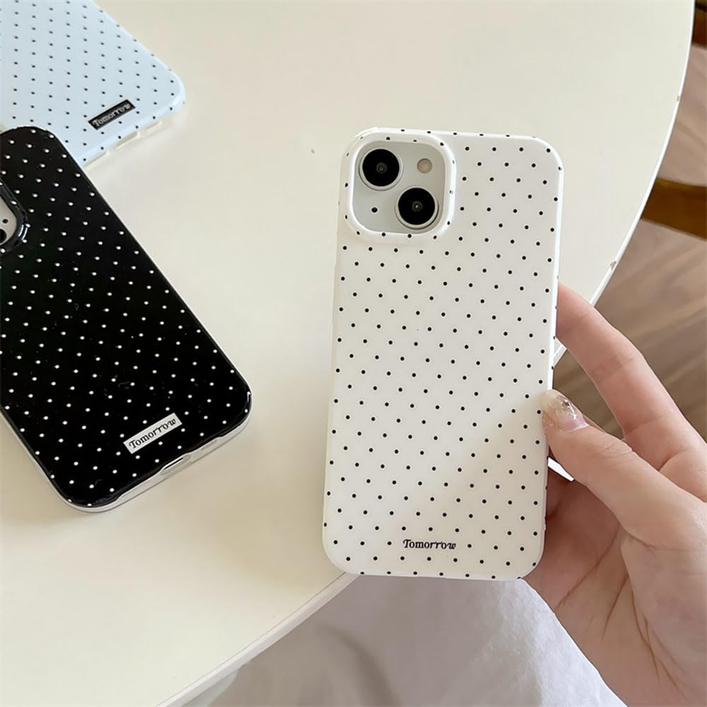 inewateri Compatible with iPhone 13/iPhone 14 Case with Cute Fashion Polka Dot Aesthetics Design Simple Case for Soft TPU Slim Protection Case for iPhone 13/14-White