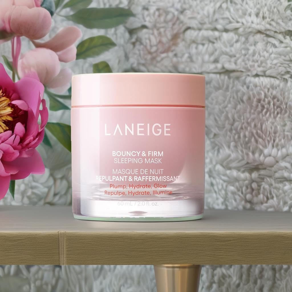 LANEIGE Bouncy & Firm Sleeping Mask: Korean Overnight Face Mask to Plump, Firm, & Boost Elasticity, with Peony & Collagen Complex for Visibly Plumper, Hydrated Skin| Korean Skin Care