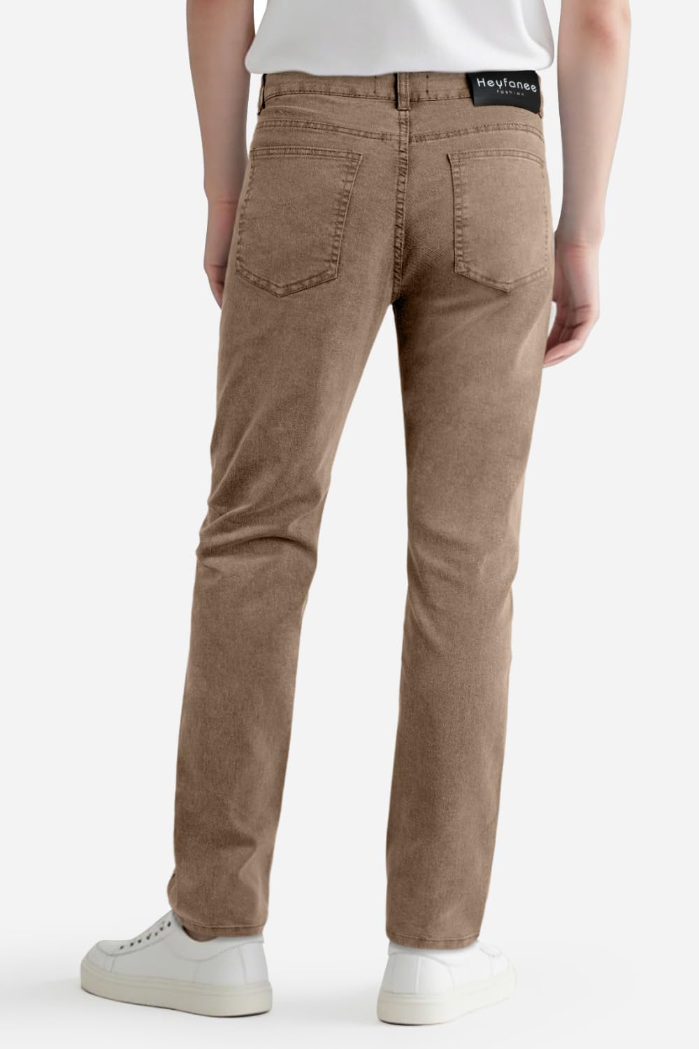 Heyfanee Mens Jeans Slim Fit Stretch Denim Pants for Men Slim Leg Brown 32x30