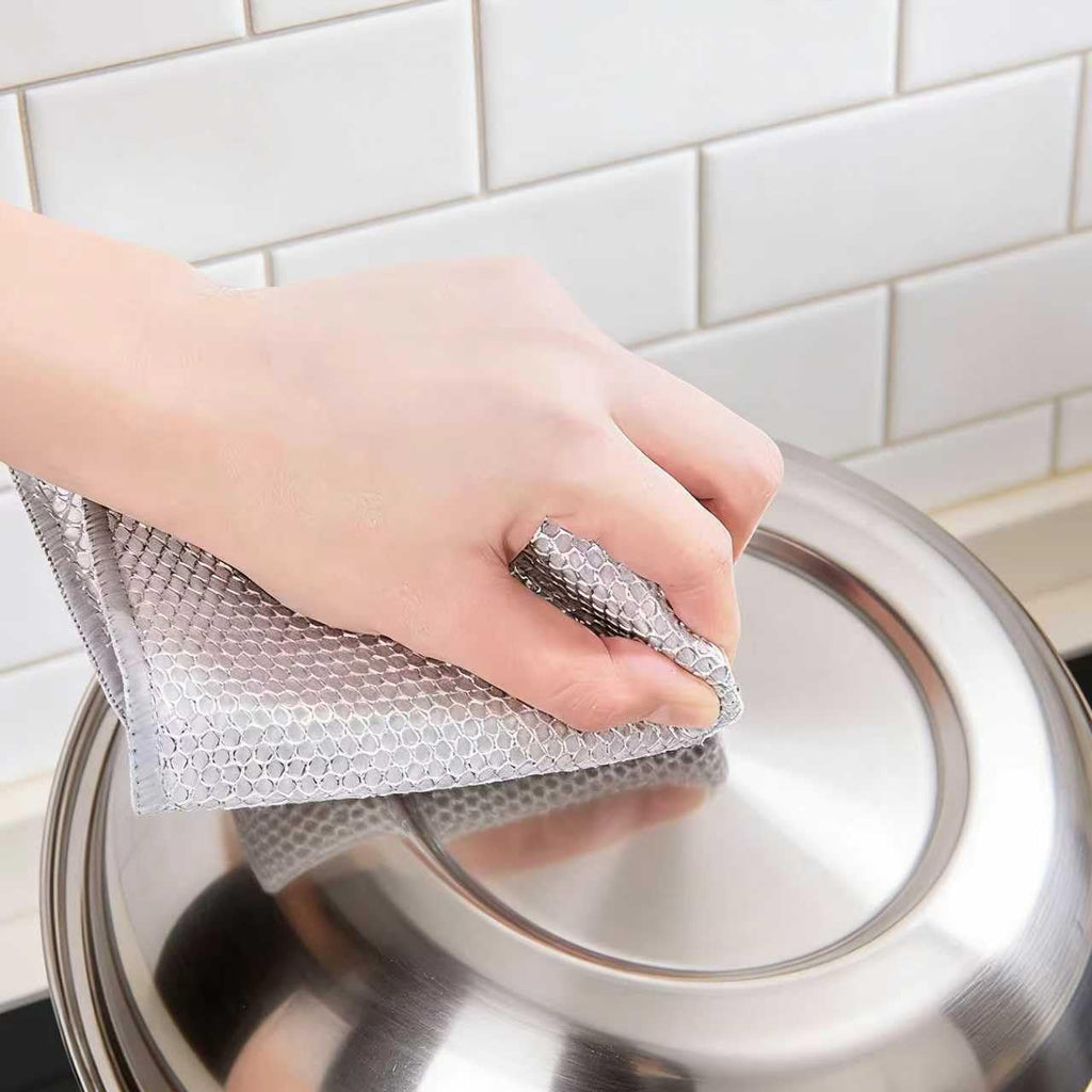 Hoowkawen Steel Wire Dishcloths,Double-Layer Non-Scratch Steel Wire Cleaning Cloth for Cookware,Sinks,Stove Tops, Dishes (10PCS)