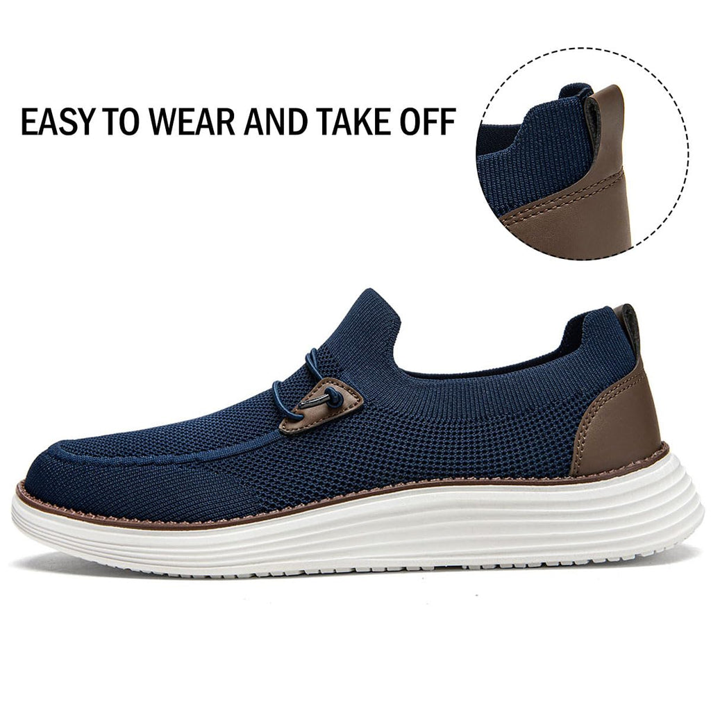 WOHHHW Men's Loafers Slip On Shoes Men Boat Shoes Casual Walking Shoes for Men Comfort Lightweight Breathable Dark Blue Size 11
