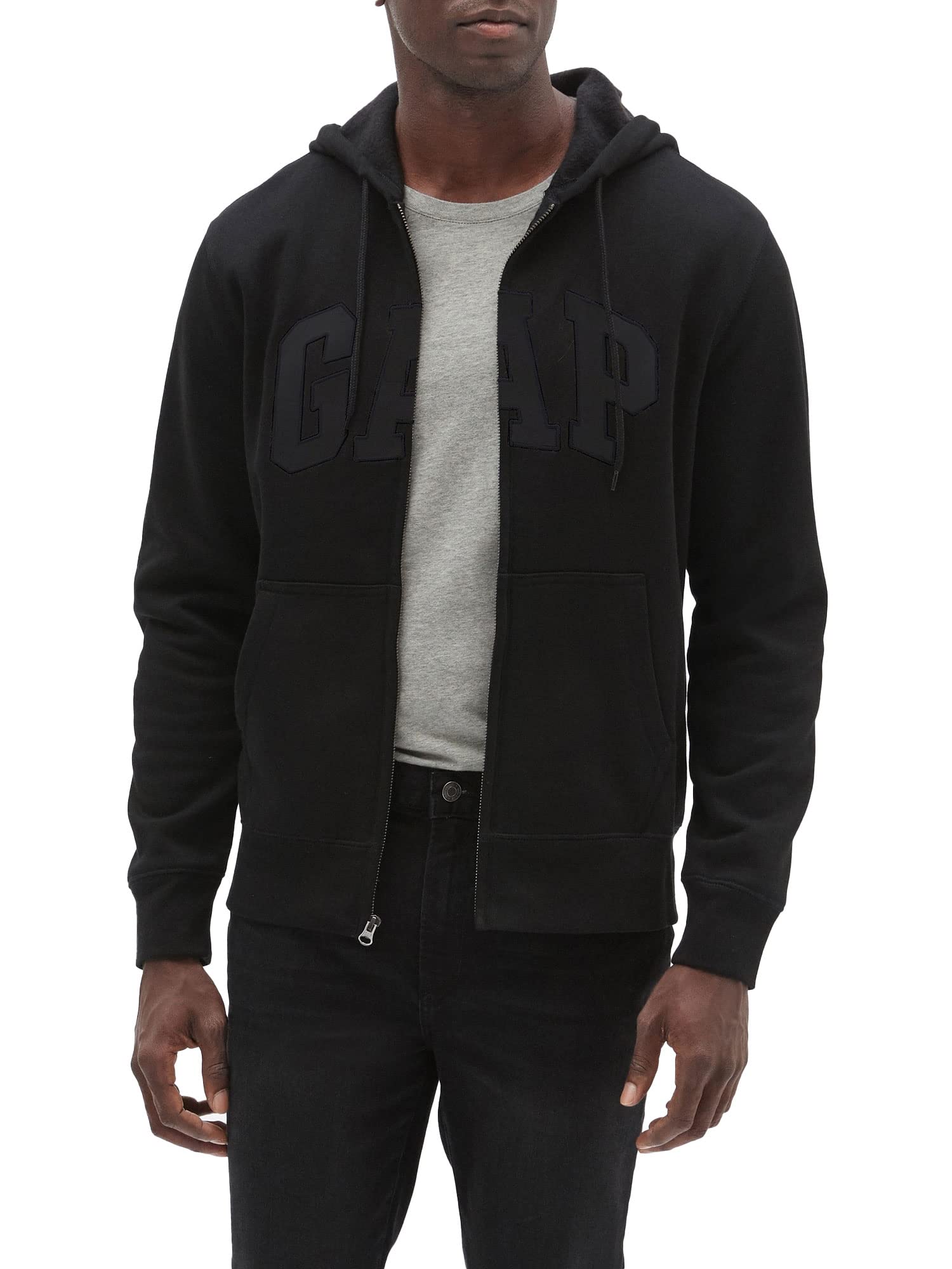 GAP mens Logo Hoodie Zip Hooded Sweatshirt, True Black V2 2, XX-Large US