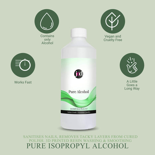 100% Pure Alcohol Prep & Wipe Cleanser Nail Gel Polish Residue Remover (500ml)
