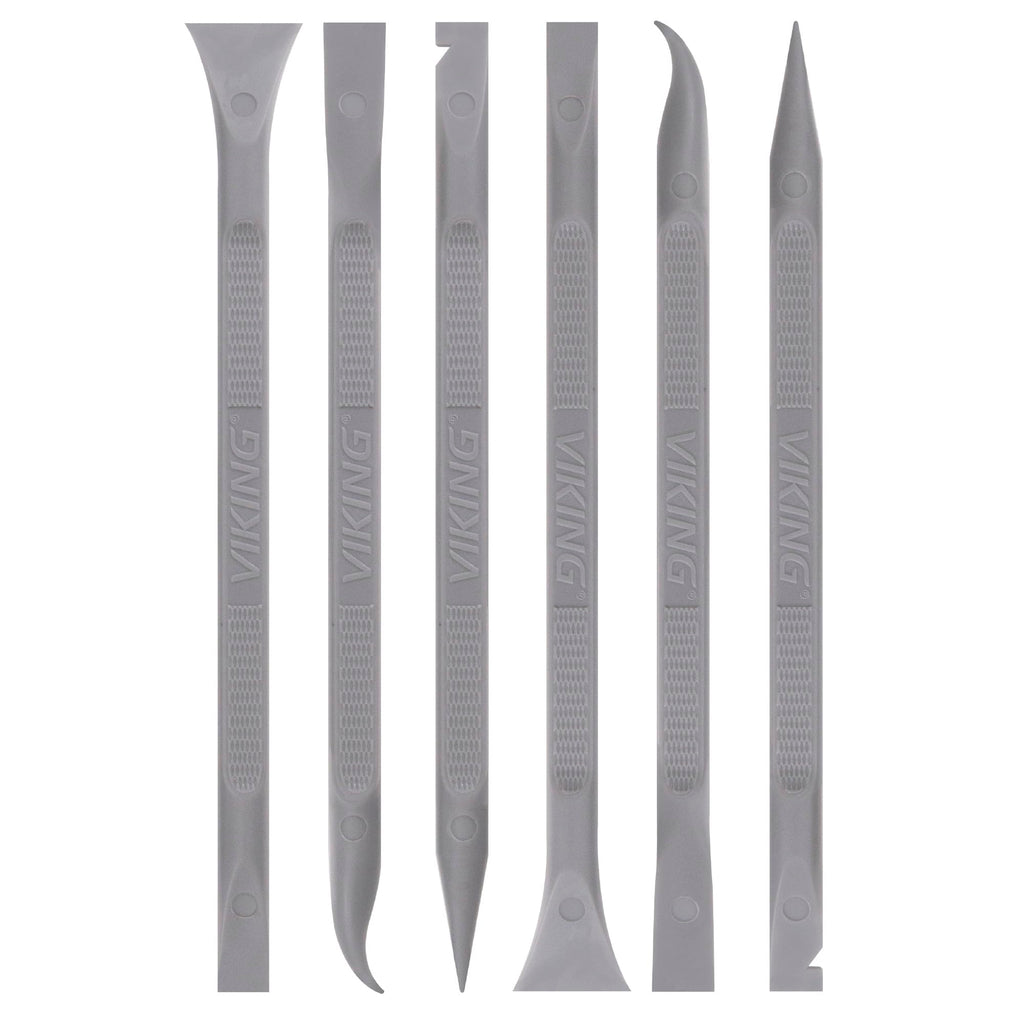 VIKING Car Detailing Pick Set for Car Detailing Kit, Safe Automotive Tool Set for Cleaning, Plastic Picks with 6 Cleaning Heads, Interior and Exterior Use, 6 Pack, Grey