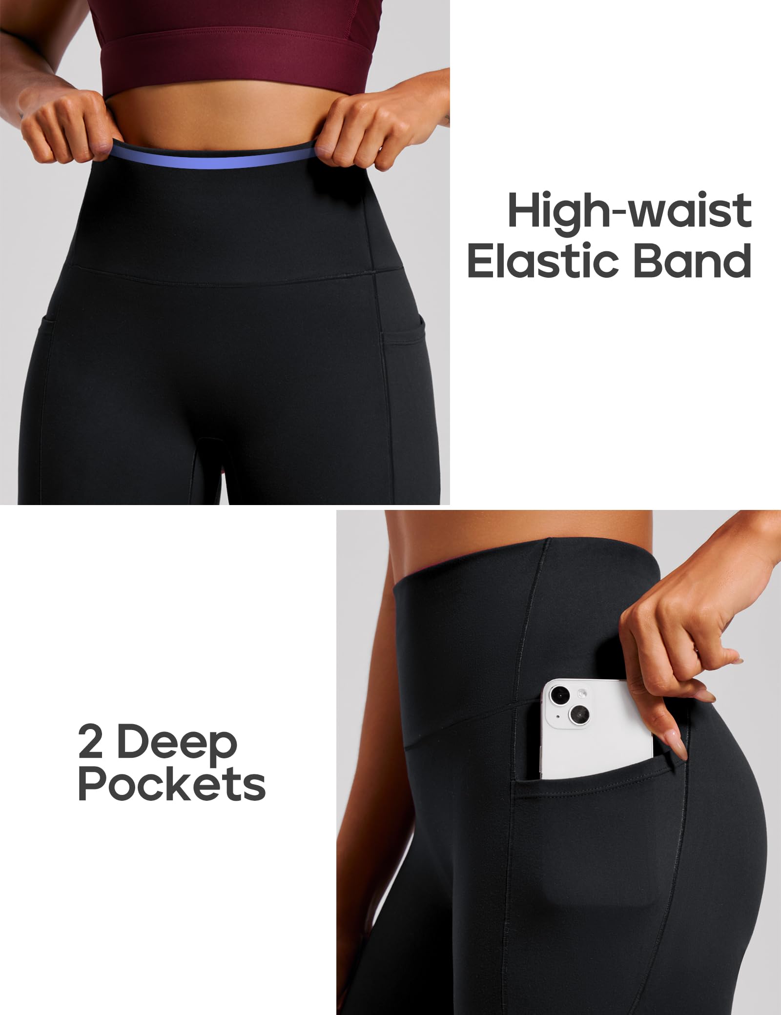 Heathyoga Scrunch Butt Lifting Leggings with Pockets for Women Tummy Control Compression Leggings No Front Seam Yoga Pants Black