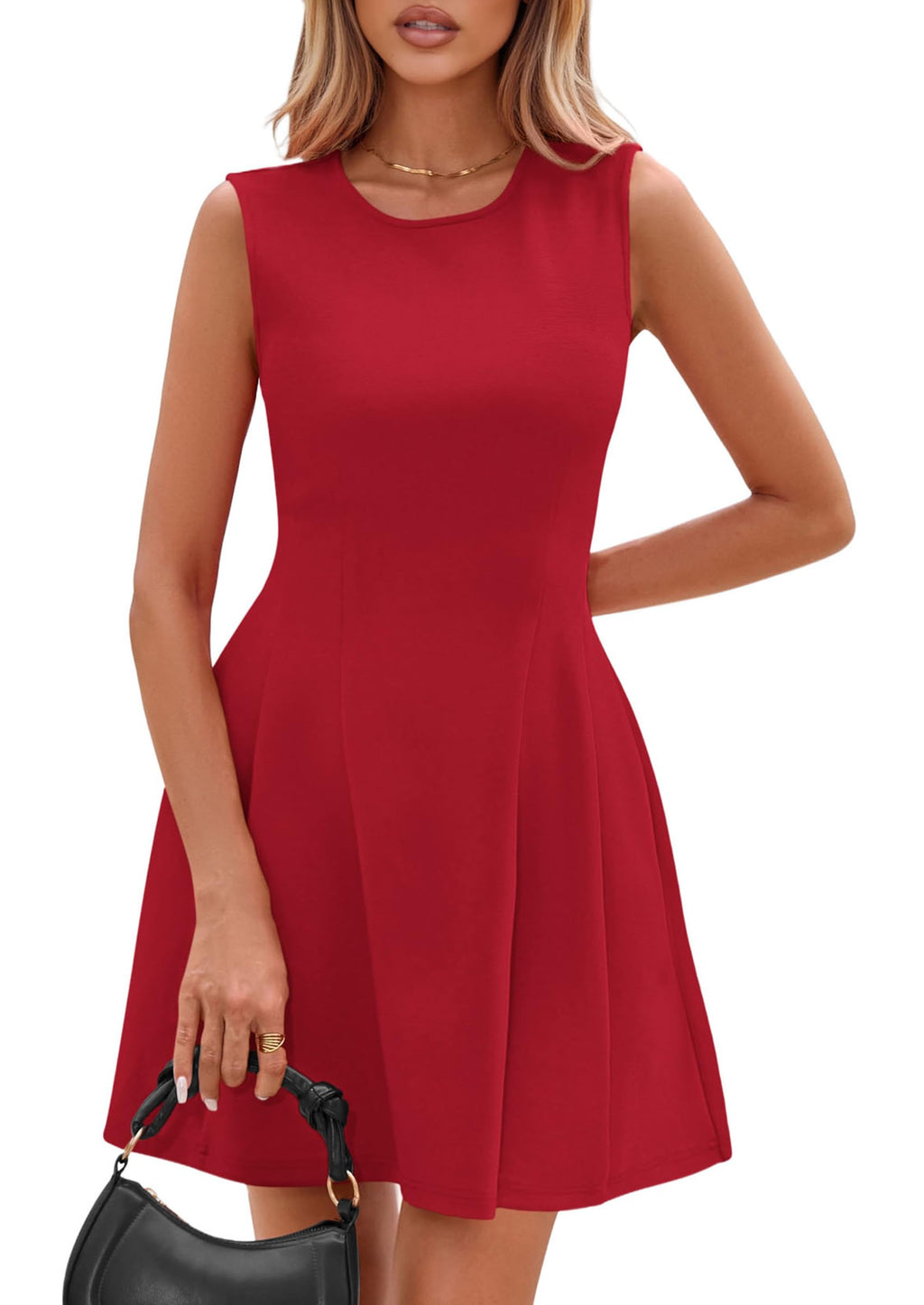 PRETTYGARDEN Summer Dresses for Women 2026 Elegant Classy Spring A Line Business Casual Work Graduation Cocktail Short Dress (Red,Medium)