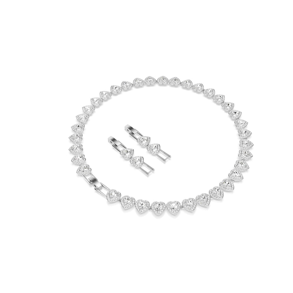 Swarovski Ariana Grande Heart All-Around Tennis Style Crystal Necklace in Rhodium Finish - Part of the Ariana Grande x Capsule Collection
