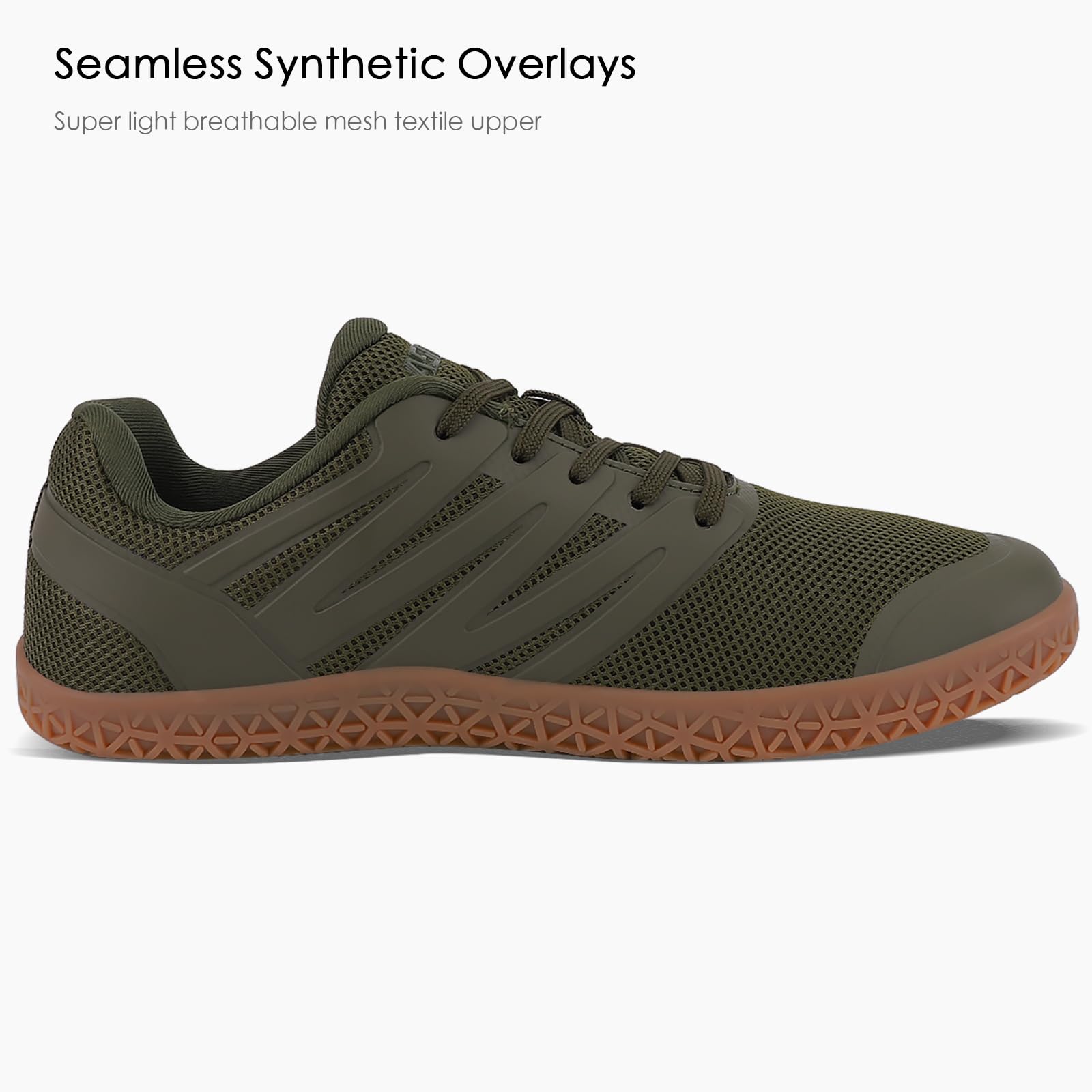 ASITVO Wide Men's Barefoot Zero Drop Sole Minimalist Width Toe Box Walking Shoes Sneakers Size 11 TPU No-Sew Upper Cross-Trainer Trail-Running Shoes Army Green 45