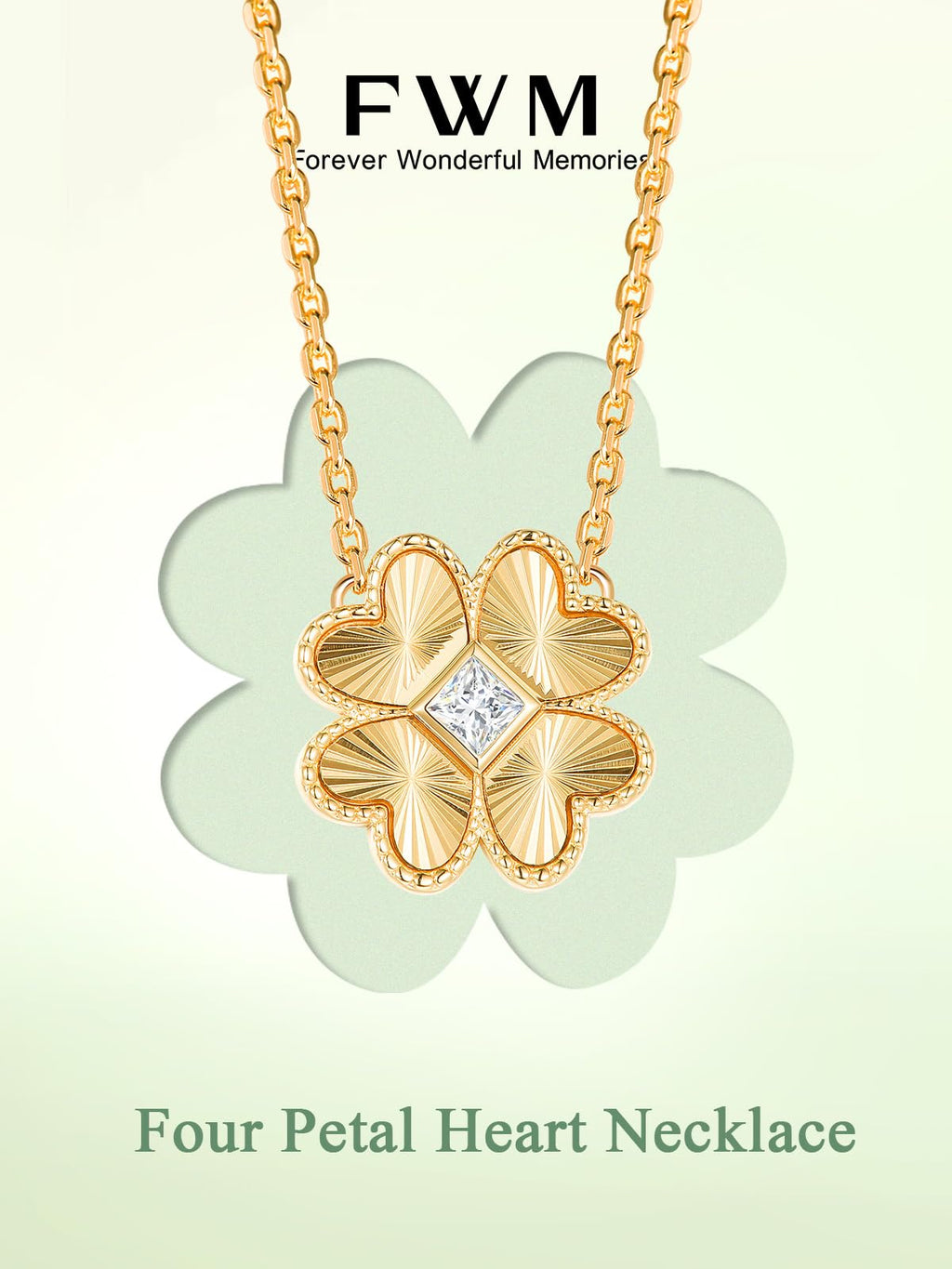 Moissanite Flower Pendant Necklace for Women Sterling Silver Simple Floral Simple Gold Necklace