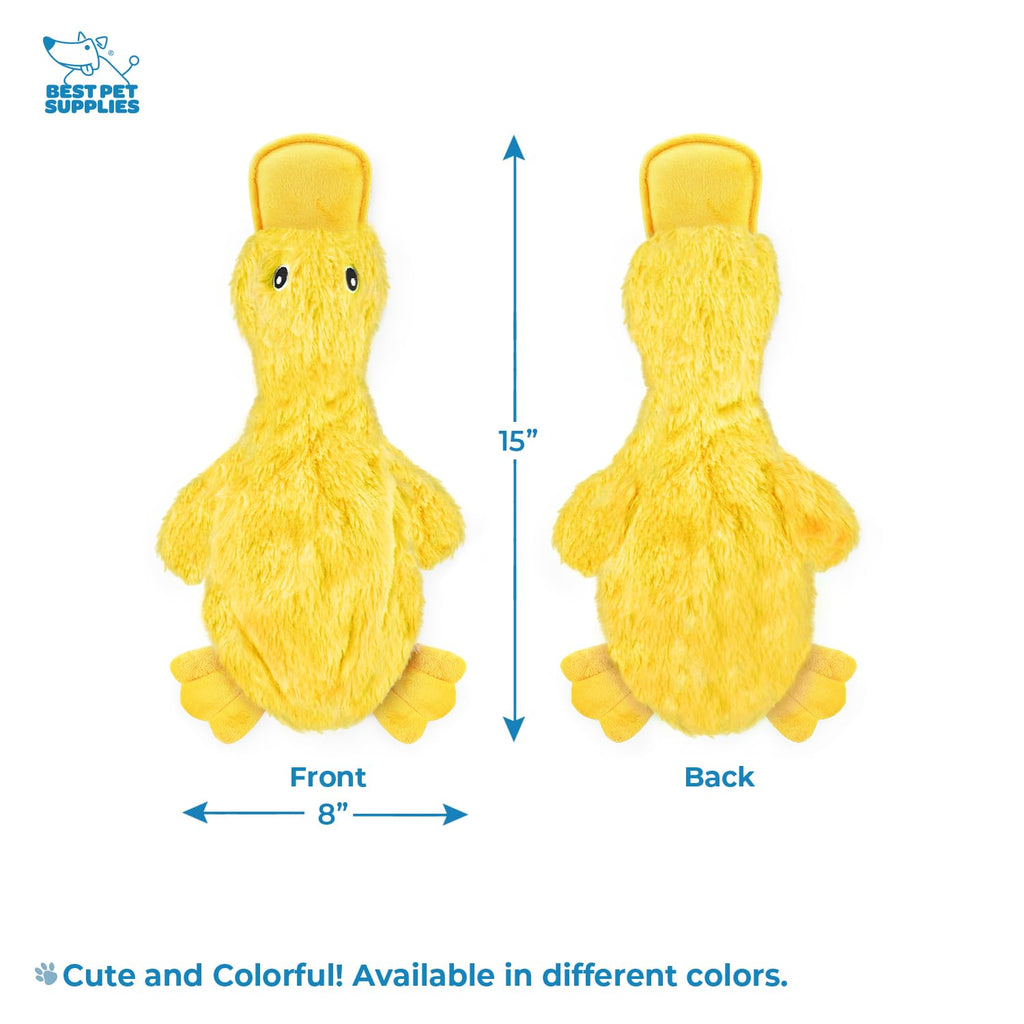 Best Pet Supplies Interactive Squeaky Dog Chew Toy, Ideal Dog Toys for Chewers, Small, Medium & Large Dogs, and Fetch Lovers - Crinkle Duck (Yellow), Large