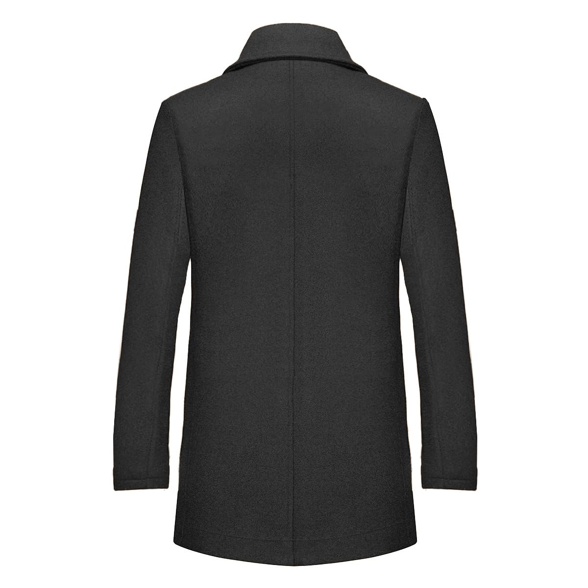 INVACHI Men's Wool Blend Coat Warm Winter Trench Coat with Detachable Soft Scarf Single Breasted Pea Coat