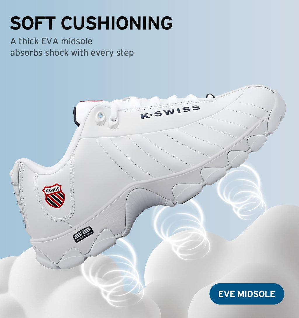 K-Swiss Men's ST329 CMF Sneaker, White/Navy/Red, 13 XW