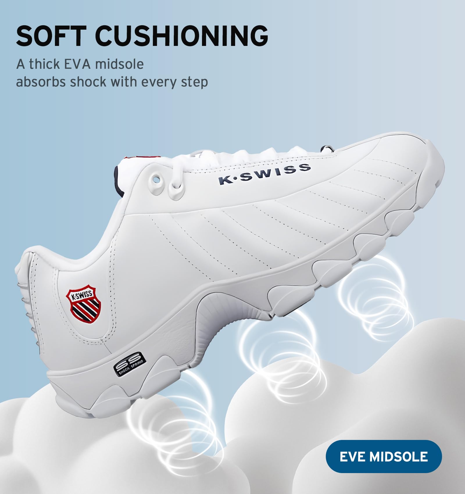 K-Swiss Men's ST329 CMF Sneaker, White/Navy/Red, 10.5 XW