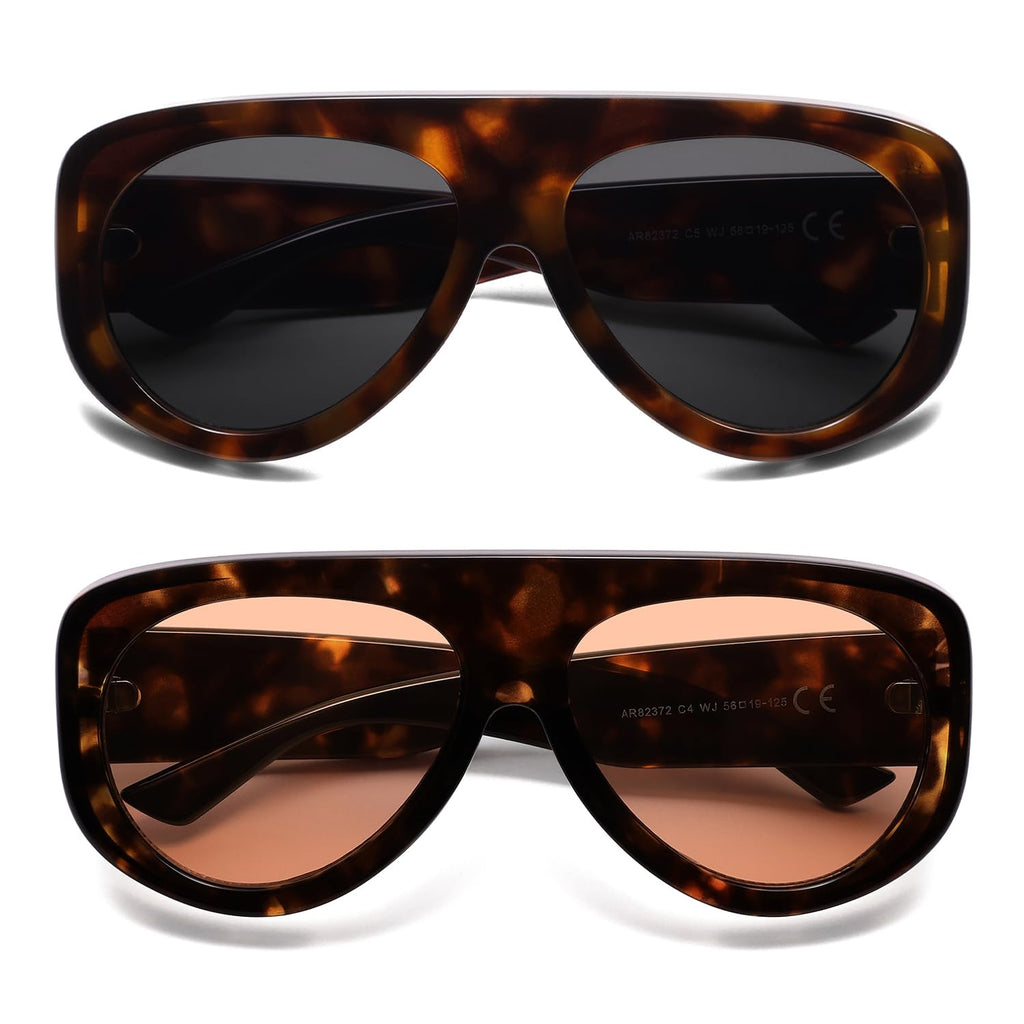 HERJOUR Trendy Aviator Sunglasses Womens Mens Retro 90s Rectangle Wrap Shades Oversized Style AR82372