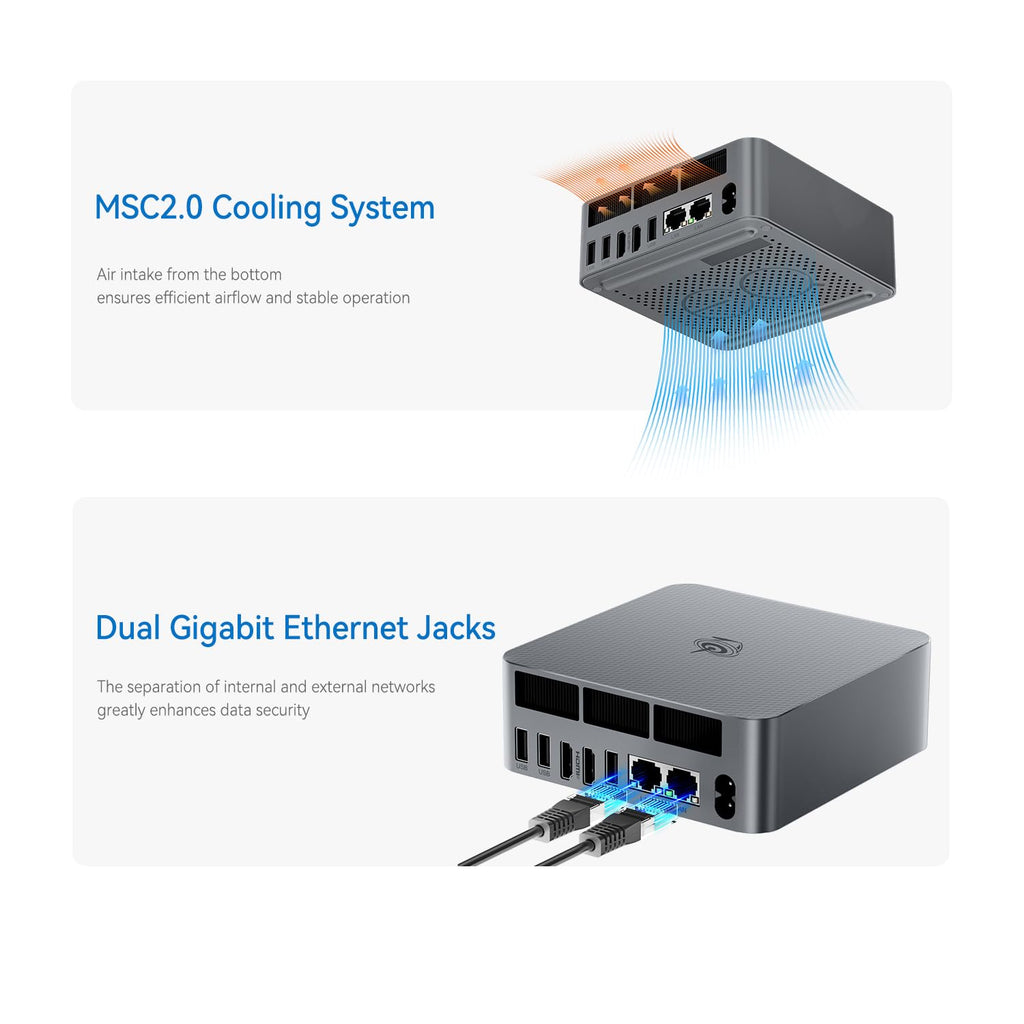 Beelink EQI12 Mini PC, Intel 12th Gen Core i5 1235U (10C/12T) up to 4.4 GHz, Mini Computer 32 GB DDR4 RAM 1TB SSD, 4K Dual Display, Dual 1000M LAN, USB3.0, WiFi 6, BT 5.4