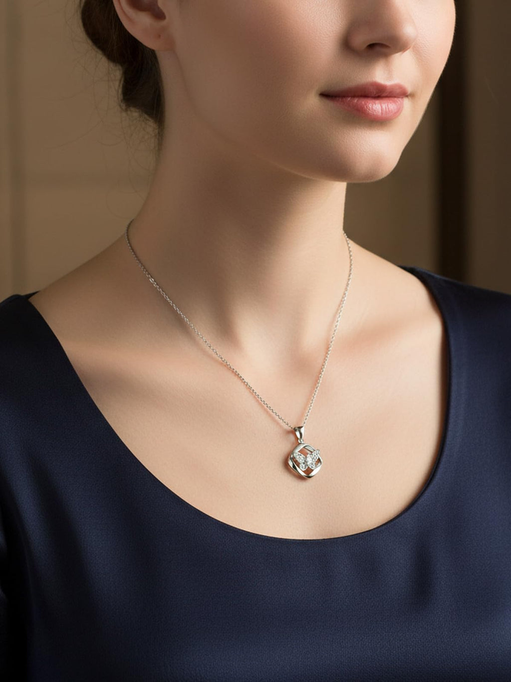 CYW Moissanite Butterfly Square Necklace for Women 925 Sterling Silver Chain Imitation Diamond Dainty Pendant Necklace