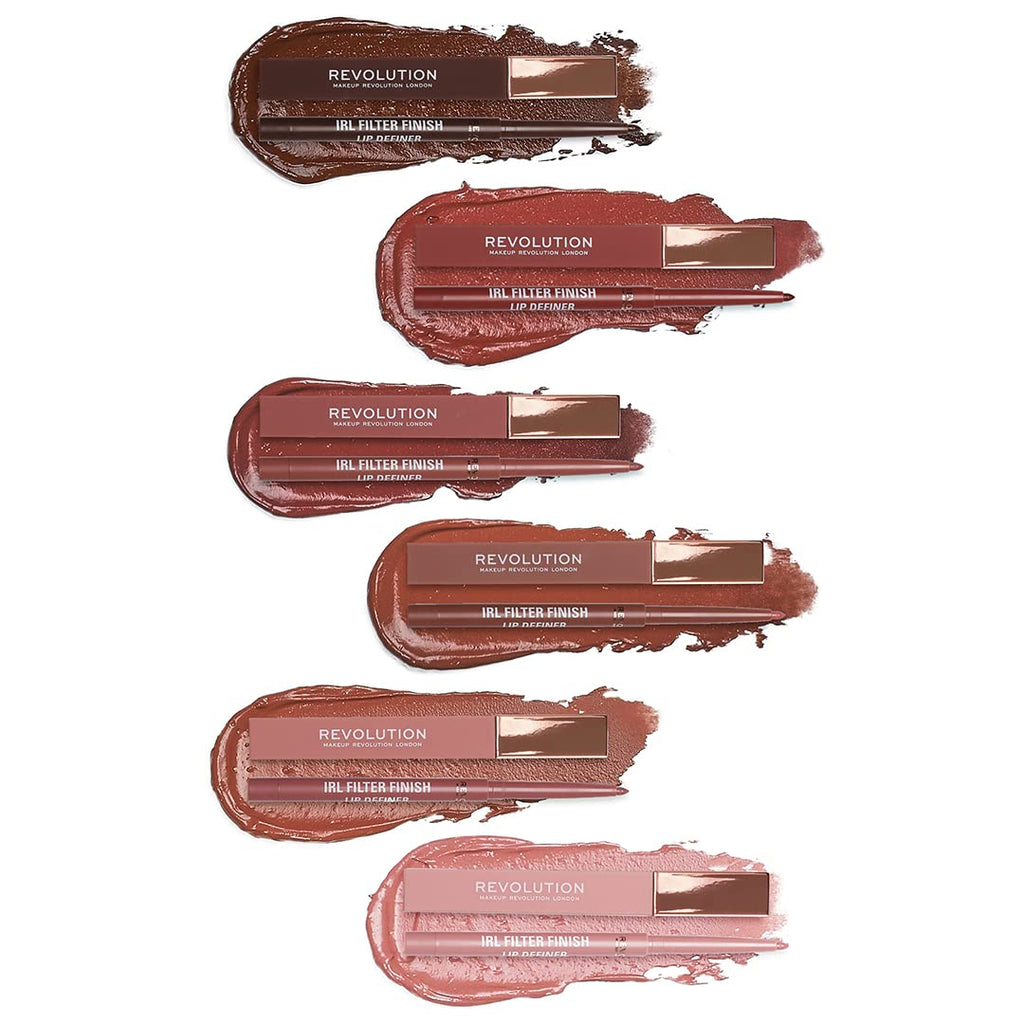 Makeup Revolution, IRL Filter Finish Lip Liner Definer Cappuccino Nude Waterproof Long Lasting Set with Matching Lipsticks or Lip Gloss