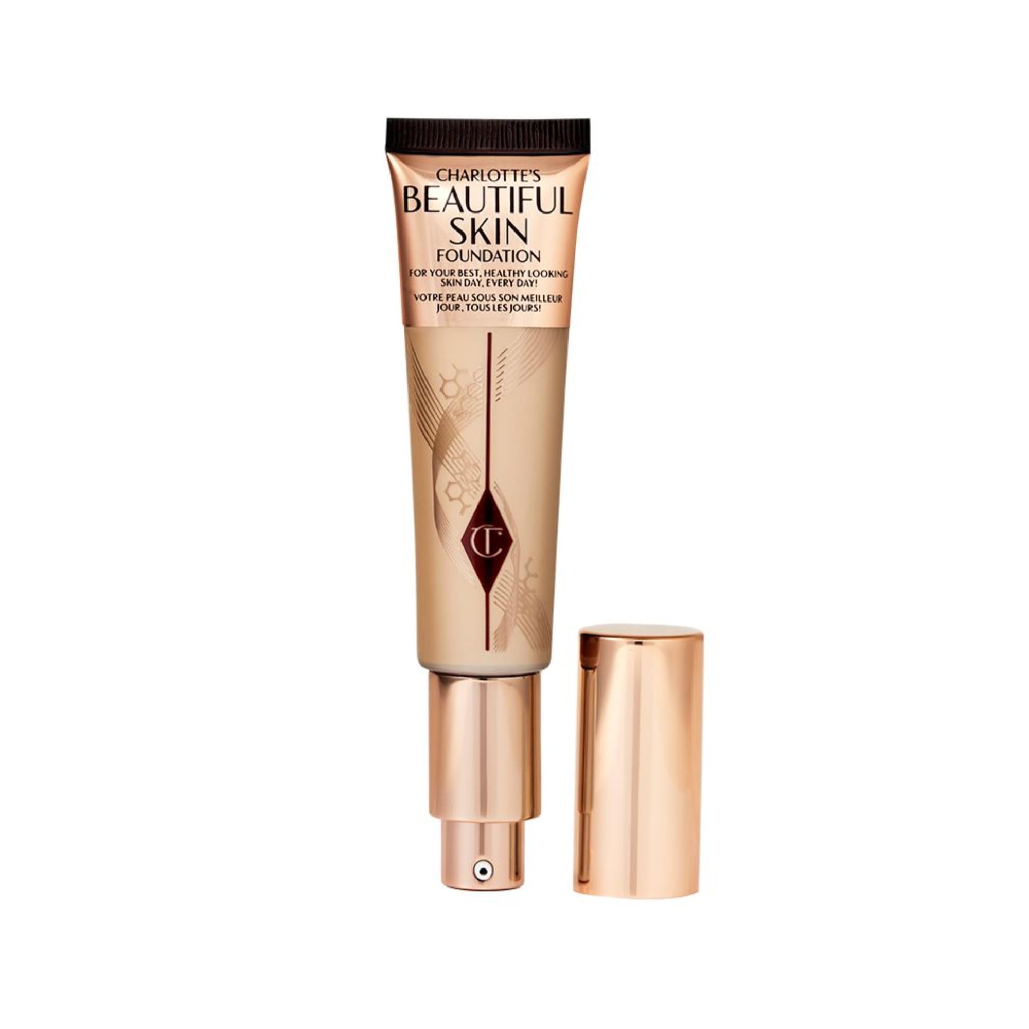 Charlotte Tilbury Beautiful Skin Medium Coverage Hydrating Foundation - Buildable Liquid Makeup for Instant Glow, Plumping Hydration & Lasting Skincare Benefits - 3 Cool