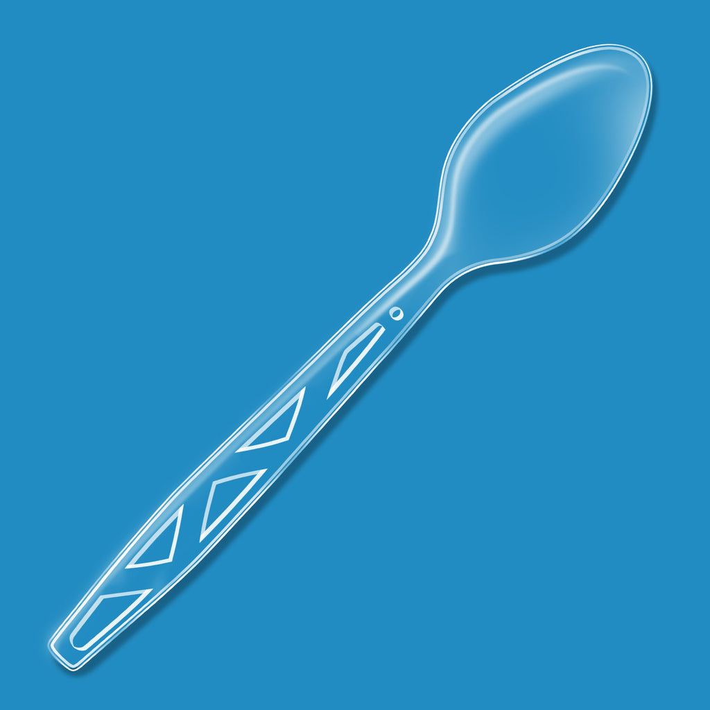 Amazon Basics Disposable Clear Plastic Spoons, Premium Quality, 100 Count, Large Pack