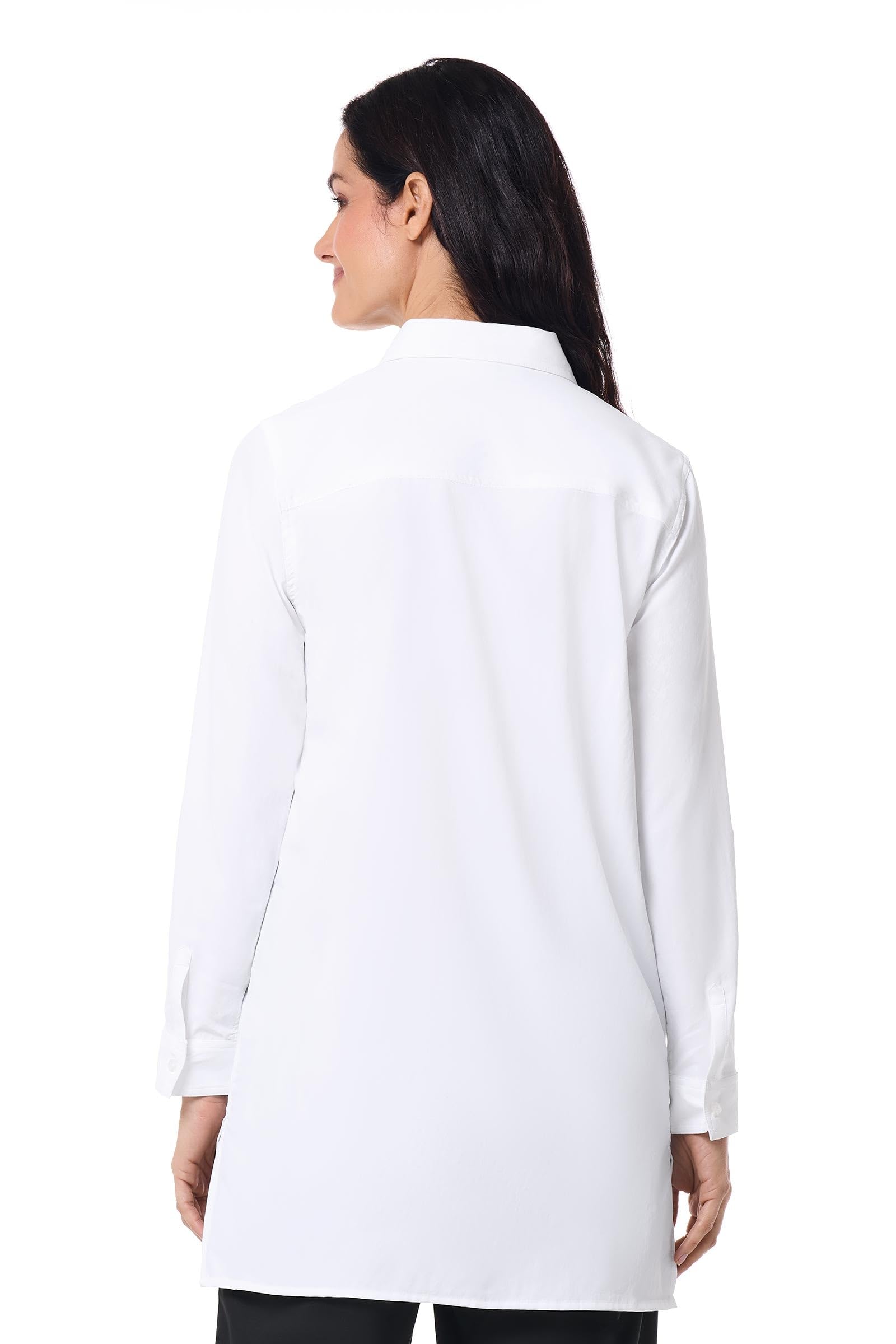 Coolibar Women's Tunic Long Sleeve Shirt - UPF 50+ Sun Protection - Santorini in White