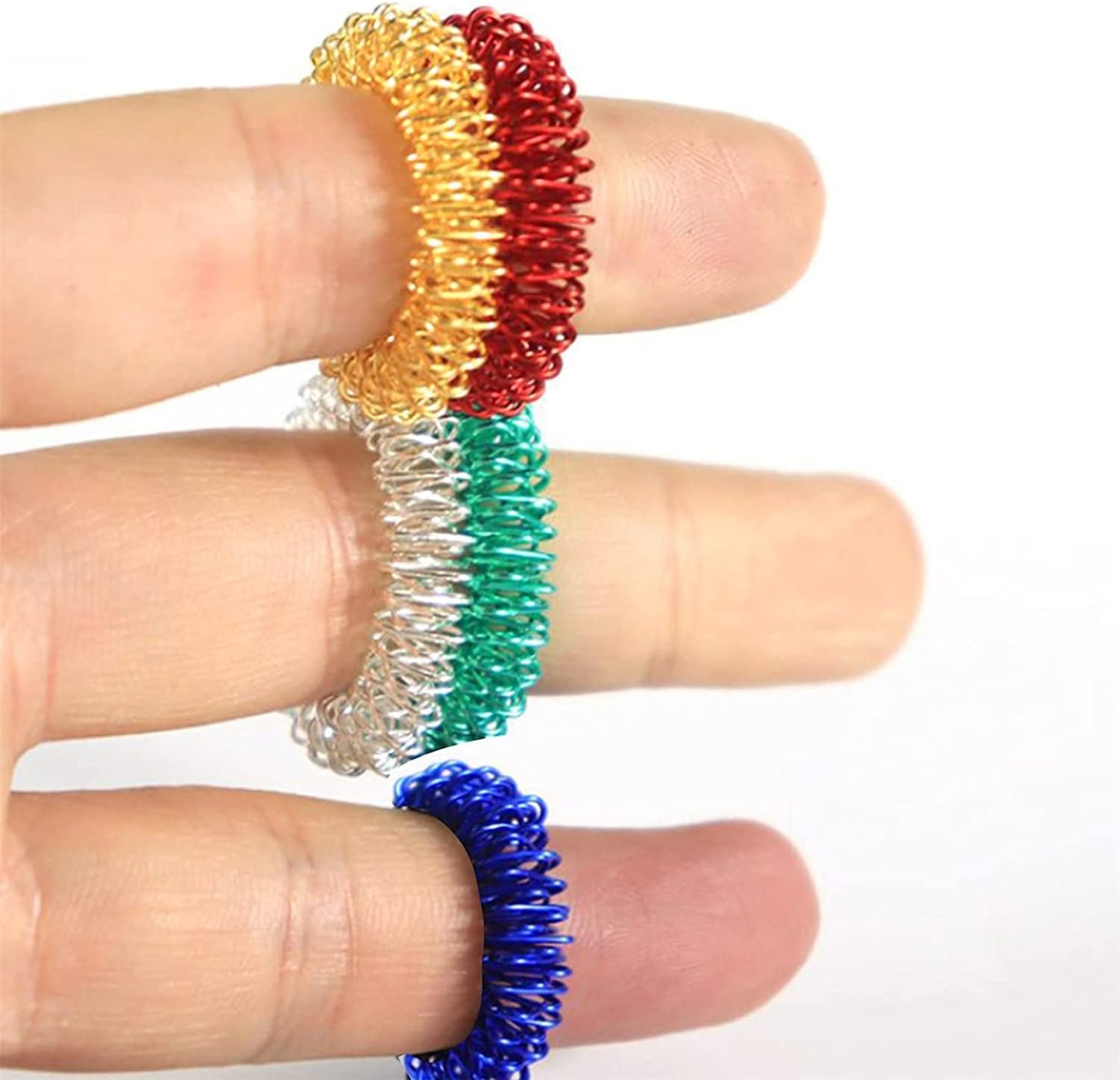 5Pcs Multicolor Finger Massage Rings Prickly Sensory Acupressure Ring, Color Professional Processed，Manual Massage Balls，Exercise One's Fingers Health Care Products Health and Household,Massage Tools